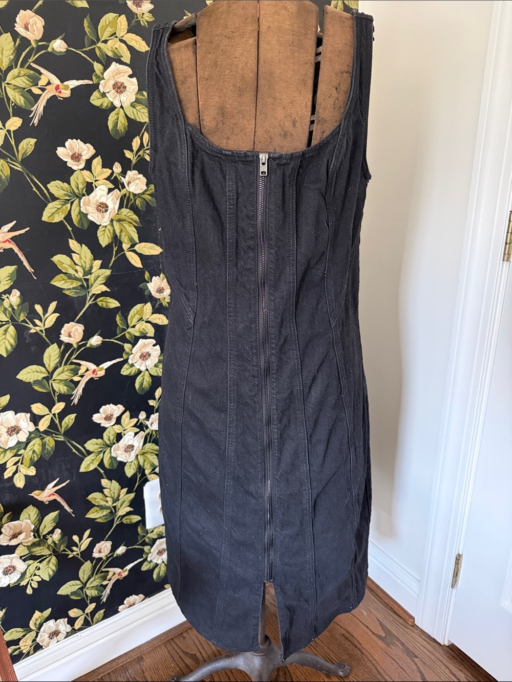 Universal Thread Black Zip-Front Midi Sheath Dress
